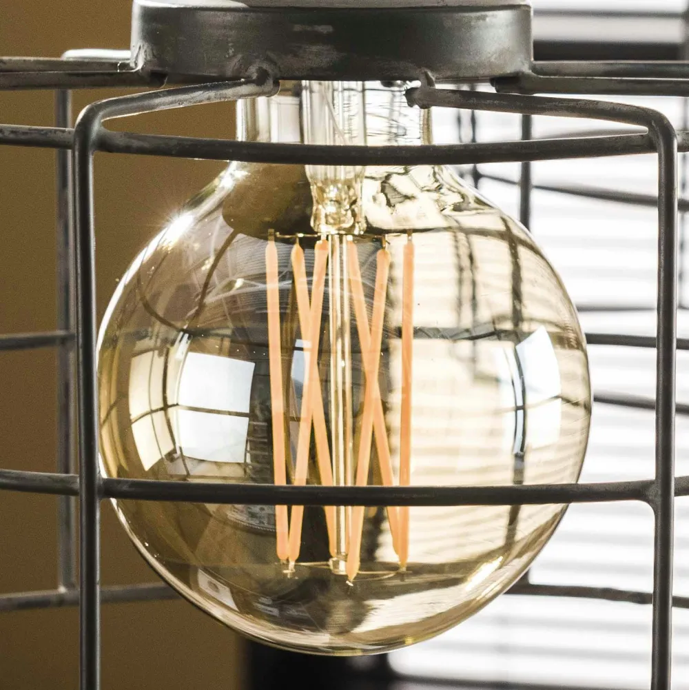 Univers Déco·Loft Industriel|Ampoules| Ampoule globe 20 cm ambré LED filament lumière chaude (E27)