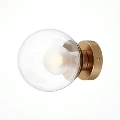 Appliques|DELTONA Applique globe en verre avec base or mat, 15 cm