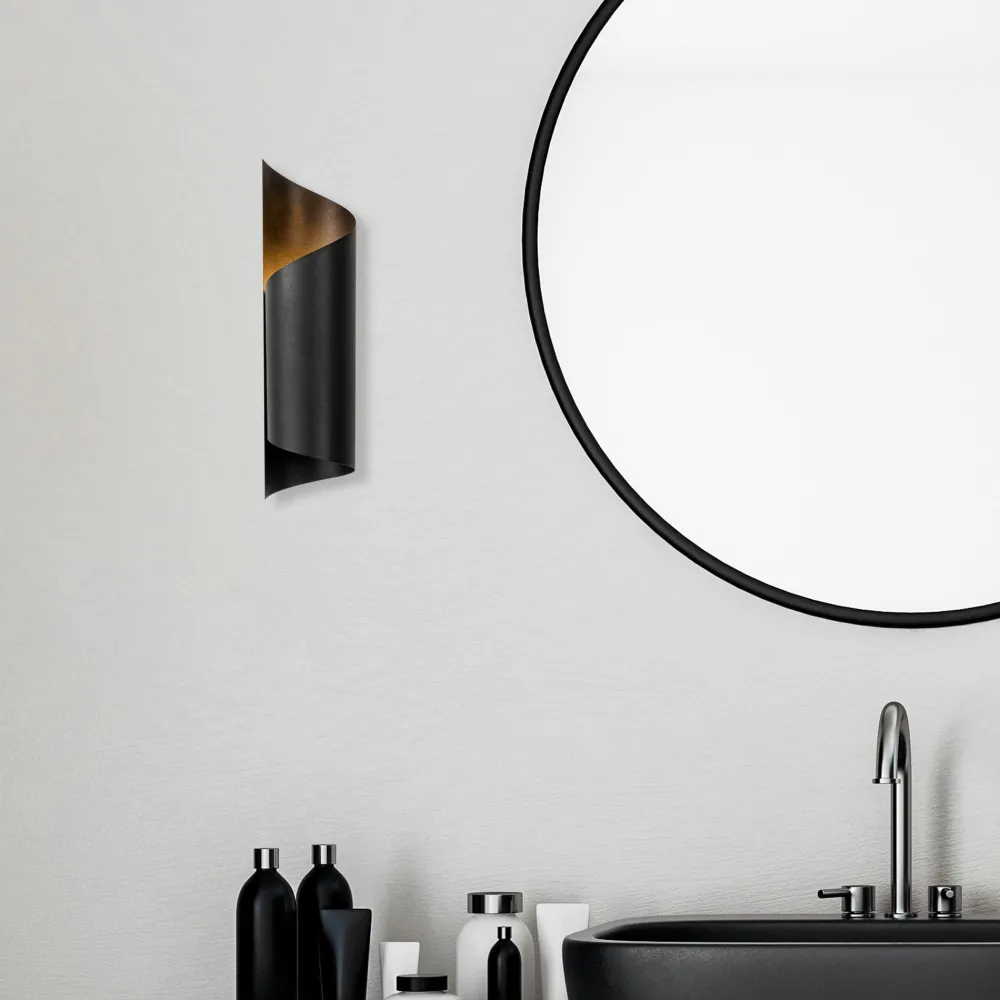 Appliques|SINOP Applique murale design noir & or, abat-jour ruban