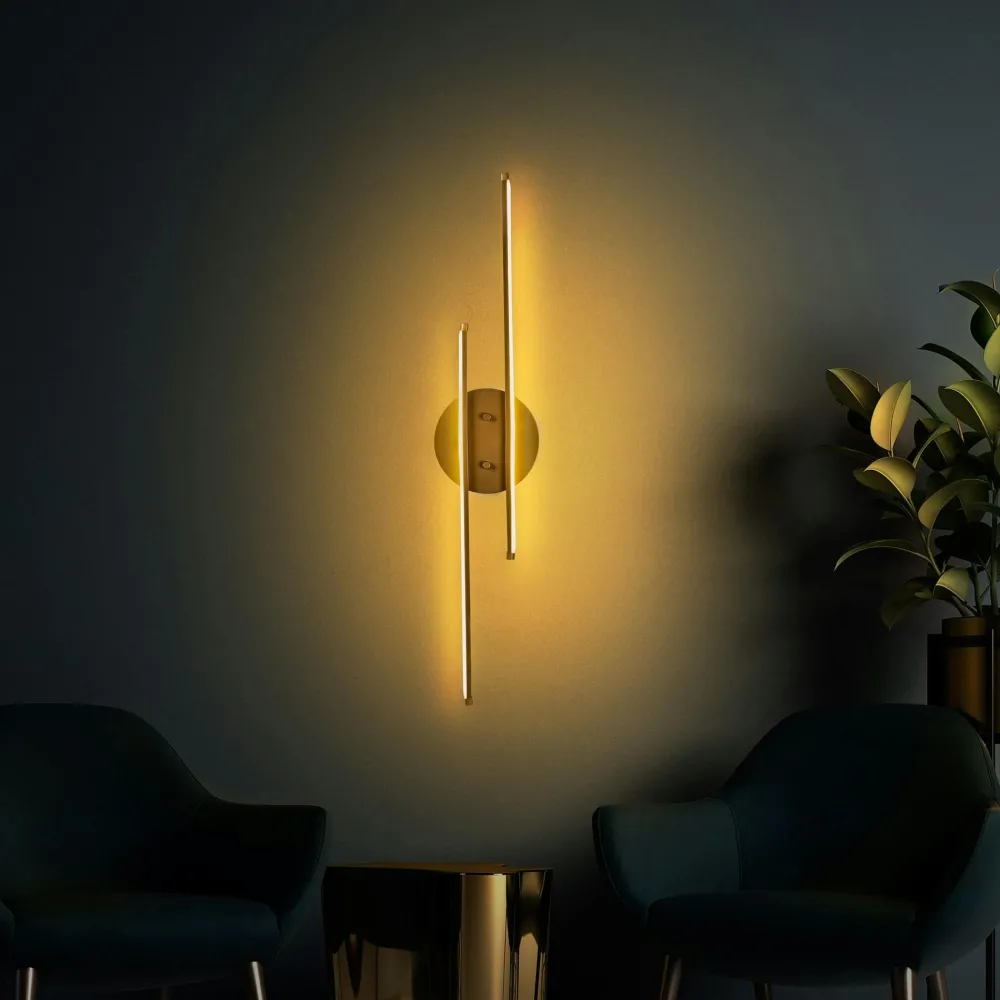 Appliques|VIESTE Applique murale LED design, 2 tiges dorées 86 cm