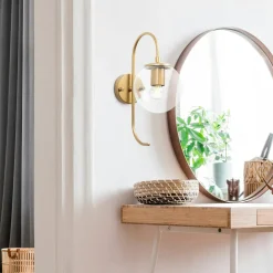 Appliques|SIERRE Applique murale moderne dorée, globe verre tige courbe