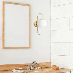 Appliques|SIERRE Applique murale moderne dorée, globe verre tige courbe