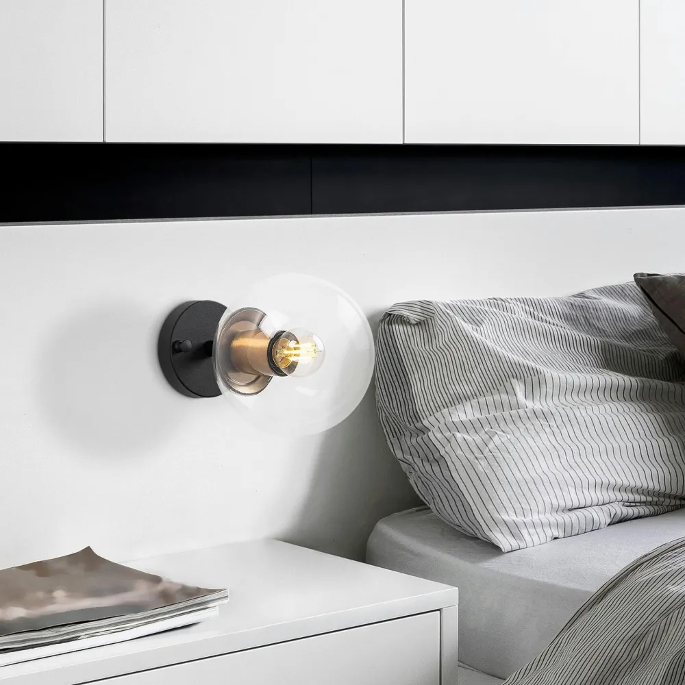 Appliques|SIERRE Applique murale moderne, globe transparent douille dorée