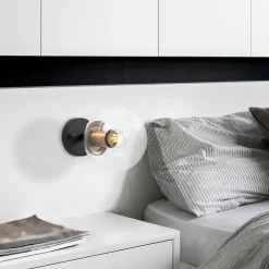 Appliques|SIERRE Applique murale moderne, globe blanc socle doré