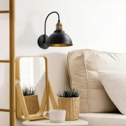 Appliques|SILE Applique murale vintage noir & doré, douille décorative