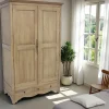 Armoires Vintage|Armoires En Bois|Tradition Armoire 2 portes avec penderie hévéa 120X60x195cm