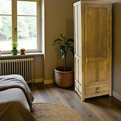 Armoires Vintage|Armoires En Bois|Gala Armoire Bonnetière Hévéa 1 porte, 1 tiroir 65x55x195cm