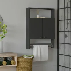 Meubles De Salle De Bains·Rangement Salle De Bains|Meubles De Salon·Etagères Murales|MARFA Armoire de toilette blanche 1 porte-serviettes