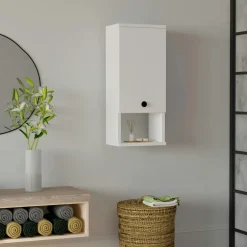 Meubles De Salle De Bains·Rangement Salle De Bains|Meubles De Salon·Etagères Murales|MARFA Armoire de toilette effet bois clair, 1 porte 1 niche