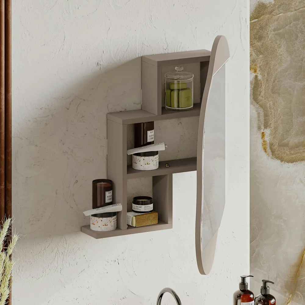 Miroirs|Meubles De Salle De Bains·Rangement Salle De Bains|CODY Armoire de toilette organique taupe 1 miroir