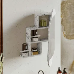 Miroirs|Meubles De Salle De Bains·Rangement Salle De Bains|CODY Armoire de toilette organique effet marbre 1 miroir