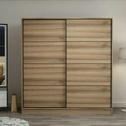Armoires En Bois|Meubles De Chambre·Dressings|BYRON Armoire double penderie portes coulissantes, effet bois