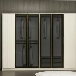 Armoires En Bois|Meubles De Chambre·Dressings|BYRON Armoire dressing blanc 4 portes verre H 210 cm