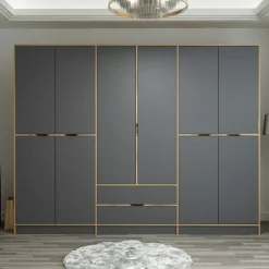 Armoires En Bois|Meubles De Chambre·Dressings|BYRON Armoire dressing chambre effet bois & gris 277 cm