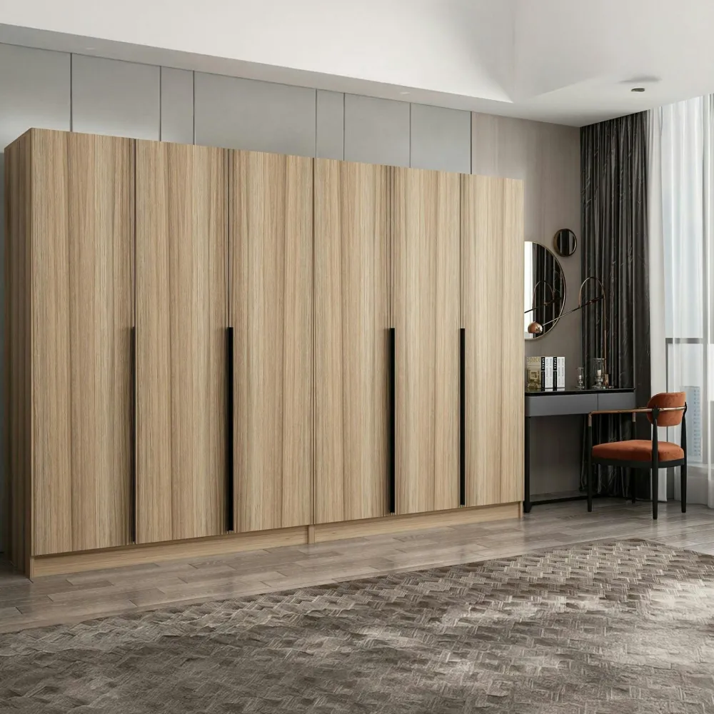 Armoires En Bois|Meubles De Chambre·Dressings|BYRON Armoire dressing design effet bois 2 portes verre L 270 cm