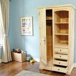 Armoires Vintage|Armoires En Bois|Tradition Armoire Hévéa 1 porte, 5 tiroirs, 3 niches 100x56x185cm