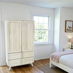 Armoires Vintage|Armoires En Bois|Sixties Armoire Hévéa 2 portes 4 tiroirs 90x42x154cm