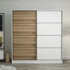 Armoires En Bois|Meubles De Chambre·Dressings|BYRON Armoire penderie à portes coulissantes, blanc & effet bois