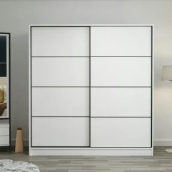 Armoires En Bois|Meubles De Chambre·Dressings|BYRON Armoire penderie blanche portes coulissantes L.180 cm