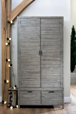 Armoires En Bois|SIENNE Armoire penderie bois recyclé grisé