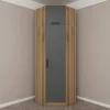 Armoires En Bois|Meubles De Chambre·Dressings|BYRON Armoire penderie d'angle 2 portes effet bois & gris