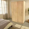 Armoires Vintage|Armoires En Bois|Baltic Armoire Penderie Hévéa 2 portes coulissantes 120x60x195cm