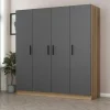 Armoires En Bois|Meubles De Chambre·Dressings|BYRON Armoire penderie moderne effet bois et gris