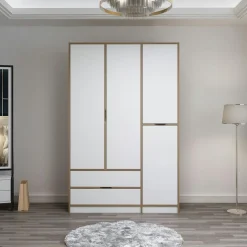 Armoires En Bois|Meubles De Chambre·Dressings|BYRON Armoire penderie moderne - 6 portes grises L.185 cm