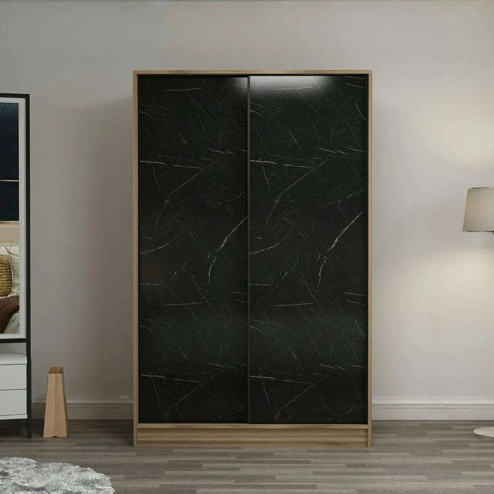 Meubles De Chambre·Dressings|Armoires En Bois|BYRON Armoire penderie portes coulissantes, effet bois & gris