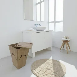 Meubles De Salle De Bains·Rangement Salle De Bains|Olga Bac à linge bois hévéa bulles 39x39x65cm