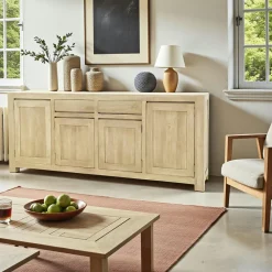 Buffets Contemporains|Buffets Contemporains|Olga Bahut enfilade moderne exotique hévéa 4 portes 200cm