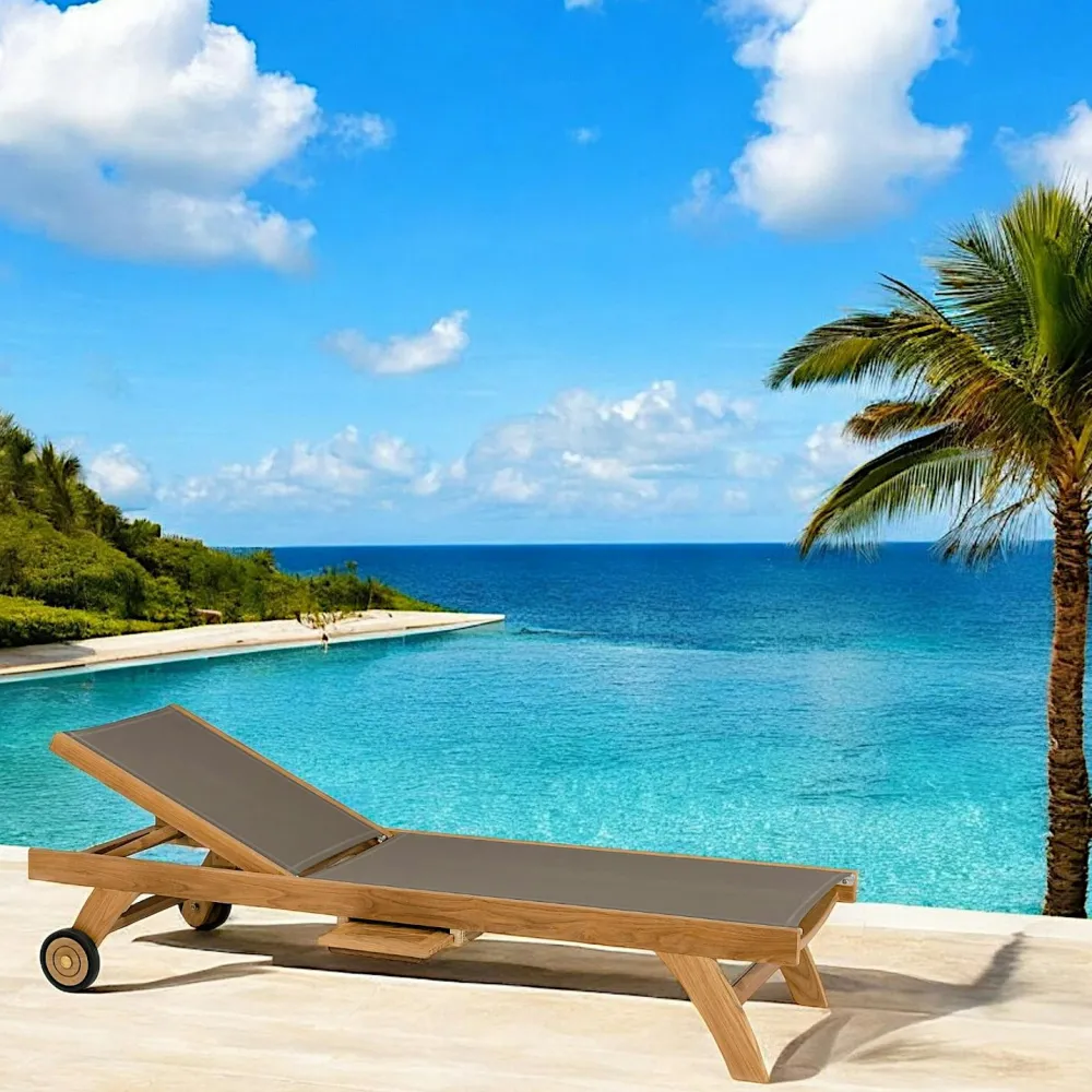 Transats / Bains De Soleil|SUMMER Bain de soleil teck couleur taupe