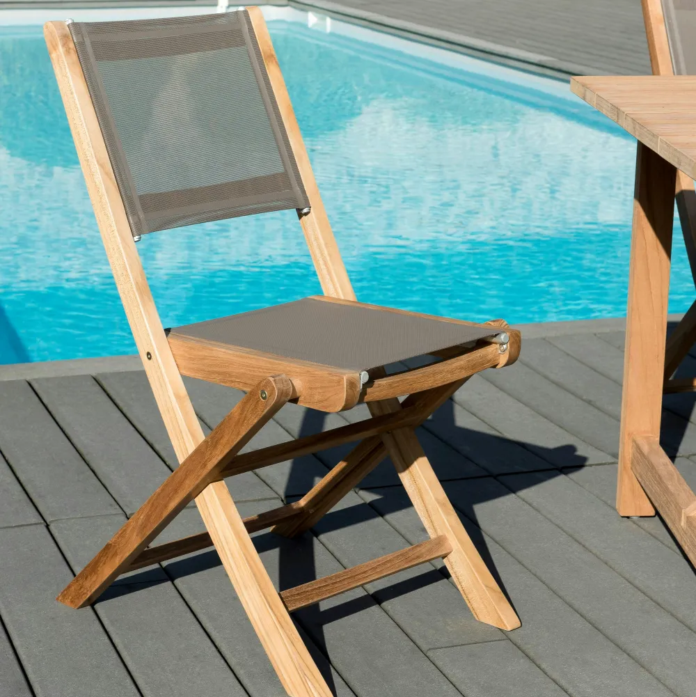 Transats / Bains De Soleil|SUMMER Bain de soleil teck couleur taupe