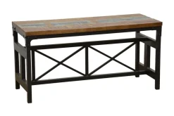 Bancs Industriels|Loft / Loft Colors Banc en Hévéa recyclé coloré et pieds métal avec croisillons 90x36x45cm LOFT COLORS