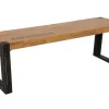Bancs Industriels|Docker Banc hévéa recyclé naturel et métal noirci 135X36X45cm