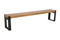 Bancs Industriels|Docker Banc hévéa recyclé naturel et métal noirci 135X36X45cm