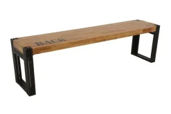 Bancs Industriels|Docker Banc hévéa recyclé naturel et métal noirci 135X36X45cm