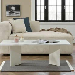 Meubles Tv En Bois|MARFA Banc TV moderne blanc avec rangement - effet laque