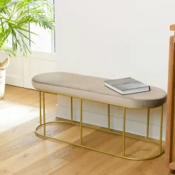 Univers Déco·Vintage|TIM Banquette en velours rouille forme ovale