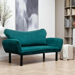 Canapés En Tissu|Canapés 2 Places|LUCCA Banquette-lit bleu canard - ultra-compact,