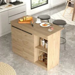 Meubles De Salle À Manger·Meubles Bar|MARFA Bar séparation cuisine ouverte effet bois, 2 portes