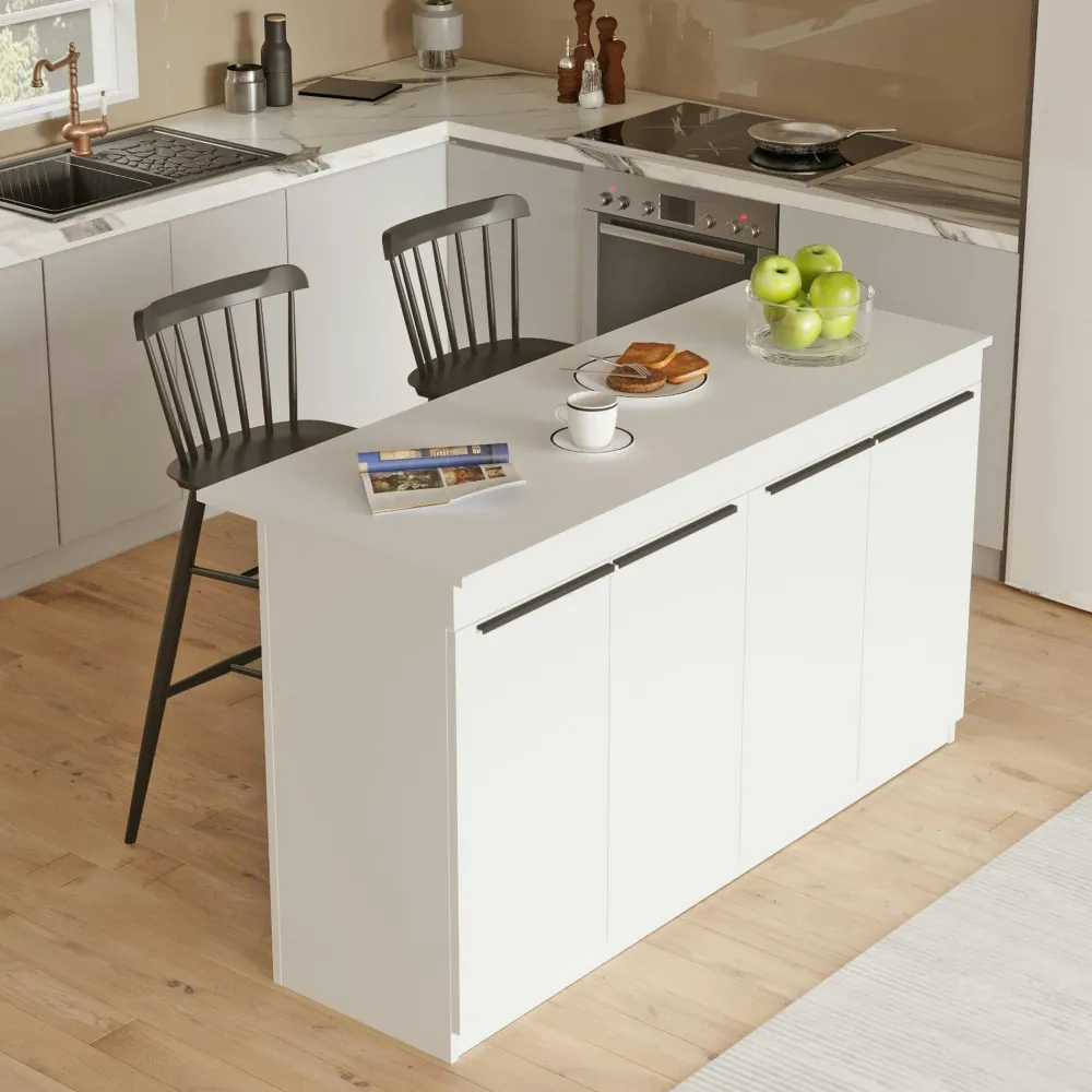 Meubles De Salle À Manger·Meubles Bar|MARFA Bar séparation cuisine ouverte effet bois, 4 portes