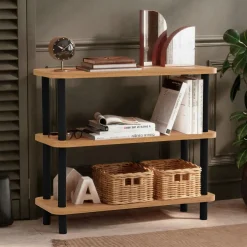 Consoles En Bois|Consoles En Bois|MARFA Bibliothèque basse effet bois de pin - 3 niveaux