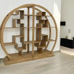 Univers Déco·Globe-Trotter|Bibliothèques En Bois|Maori Bibliothèque demi cercle Hévéa 44x200x180