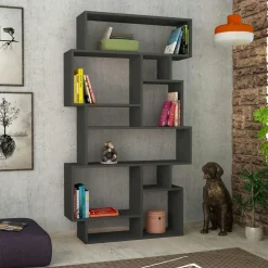 Bibliothèques En Bois|Bibliothèques En Bois|MARFA Bibliothèque design effet pin à étagères décalées