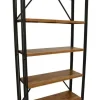 Etagères Industrielle|Docker Bibliothèque hévéa recyclé naturel et métal noirci 4 étagères 122X40X210cm