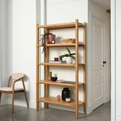 Bibliothèques En Bois|Bibliothèques En Bois|DERBY Bibliothèque moderne en chêne clair, 5 plateaux