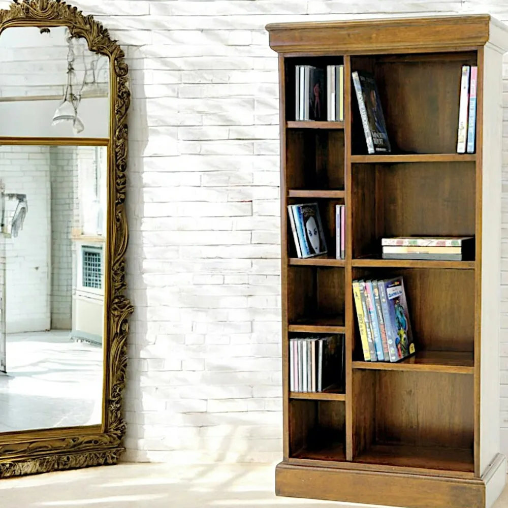 Bibliothèques En Bois|Bibliothèques En Bois|Tradition Bibliothèque ouverte Hévéa 10 niches - 4 grandes, 6 petites - 52x25x109,9cm