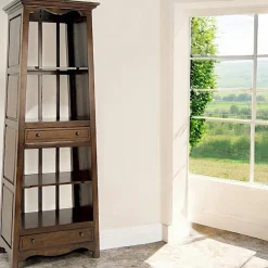 Bibliothèques En Bois|Bibliothèques En Bois|Maori Bibliothèque Pyramide Hévéa 2 tiroirs, 4 niches, arrière ajouré 70x44x190cm