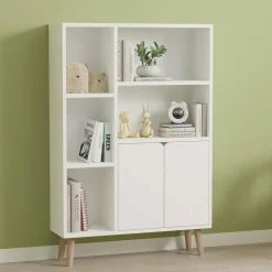 Bibliothèques En Bois|Bibliothèques En Bois|MARFA Bibliothèque scandinave effet bois clair 2 portes